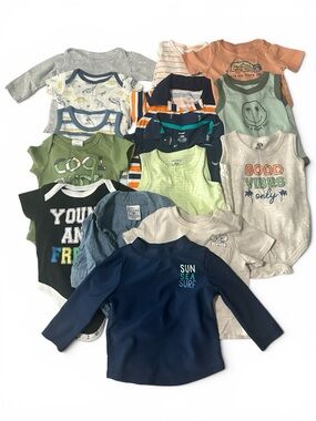 Multiples Boys One-Piece & Tops Bundle - Navy, Green, Gray, Orange, Tan